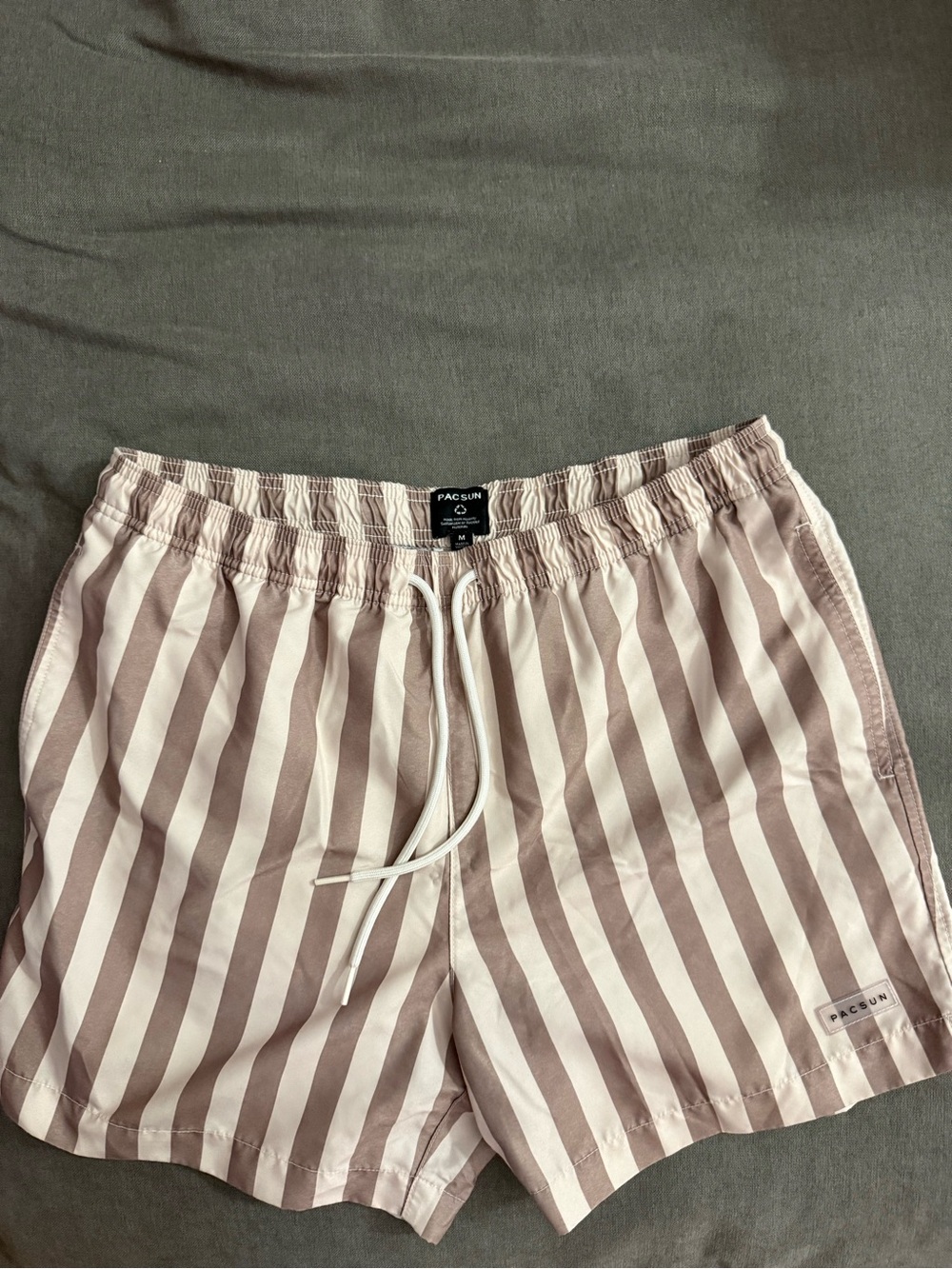 PacSun Tan and White Vertical Stripe Athletic Shorts